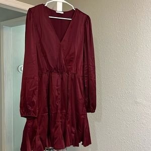 Vibrant burgundy Chic Soul 1X ruffle plus dress